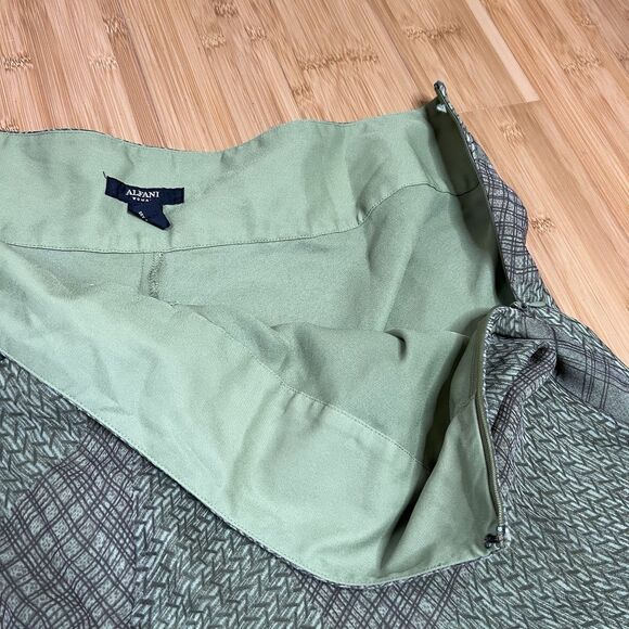 Alfani Skirt Womens 18W Green Brown Silk Boho Fairy Y2k Mixed Print Plus Size - Picture 6 of 8